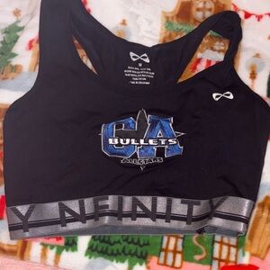 Black NFINITY sports bra CA bullets